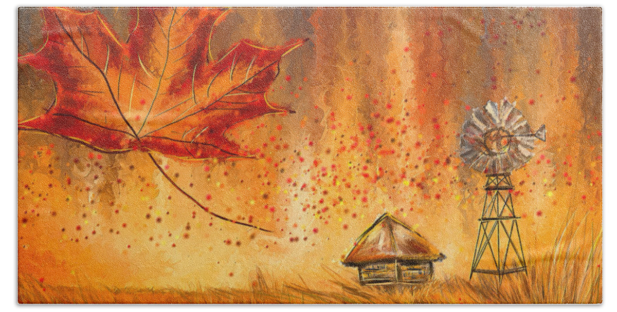 Foliage Beach Towel featuring the painting Autumn Dreams- Autumn Impressionism Paintings by Lourry Legarde
