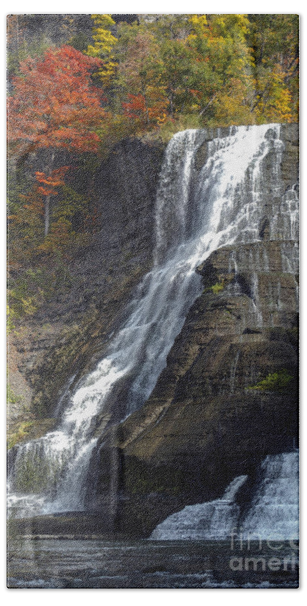 Ithaca Falls Beach Towel featuring the photograph Autumn Falls by Bob Phillips