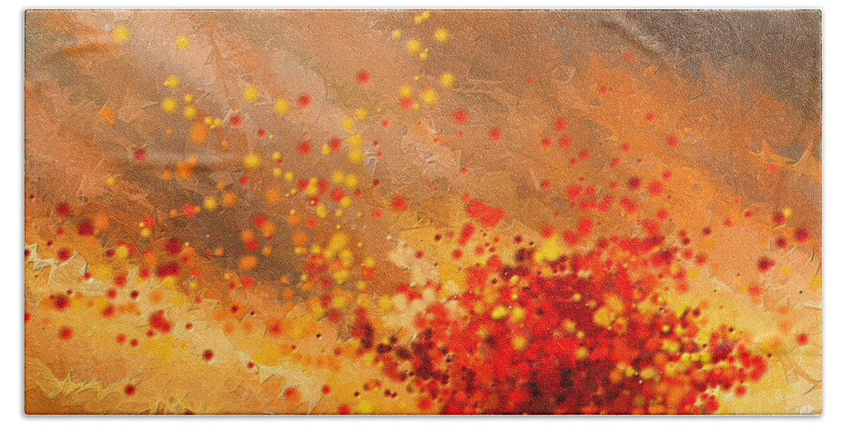 Four Seasons Beach Towel featuring the painting Autumn-Four Seasons- Four Seasons Art by Lourry Legarde