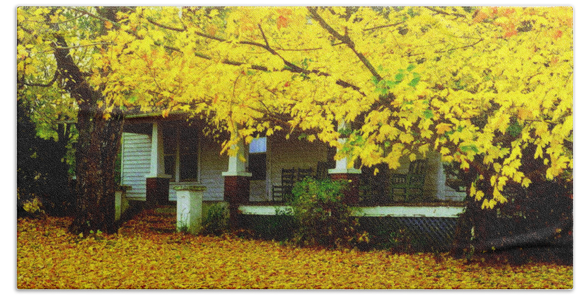 House Beach Sheet featuring the photograph Autumn Homestead by Rodney Lee Williams