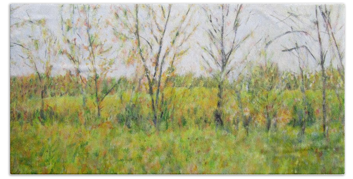 Impressionism Beach Sheet featuring the painting Autumn in Kentucky by Glenda Crigger