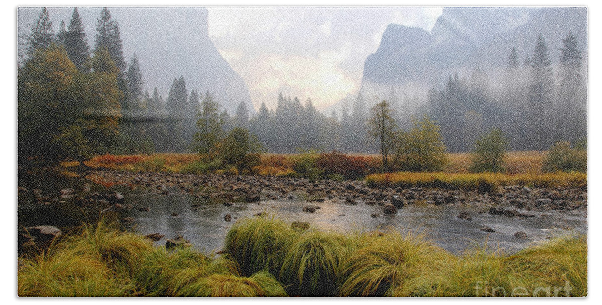 Yosemite National Park Beach Towel featuring the photograph Autumn in Yosemite valley by Benedict Heekwan Yang