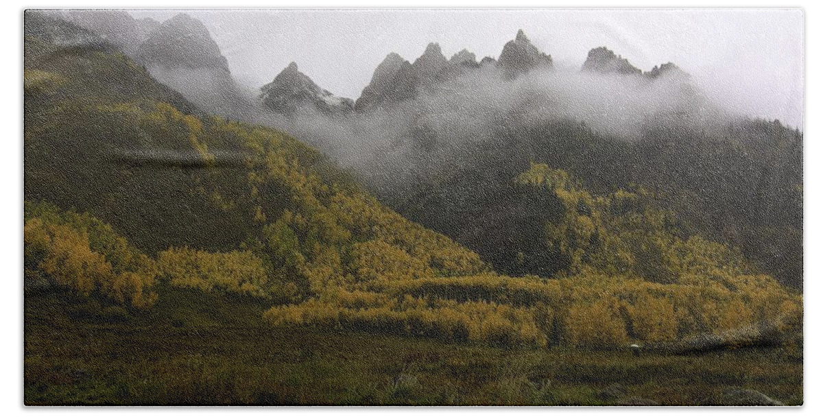 Landscape Beach Towel featuring the photograph Autumn Mist by Bill Sherrell