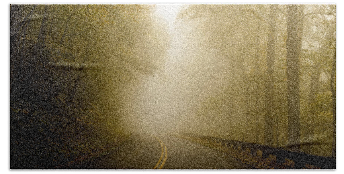 Autumn Mist Blue Ridge Parkway Beach Sheet featuring the photograph Autumn Mist Blue Ridge Parkway by Terry DeLuco