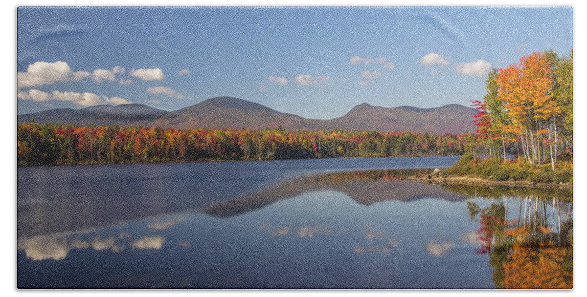Autumn Beach Towel featuring the photograph Autumn Reflections at Jericho Lake by White Mountain Images