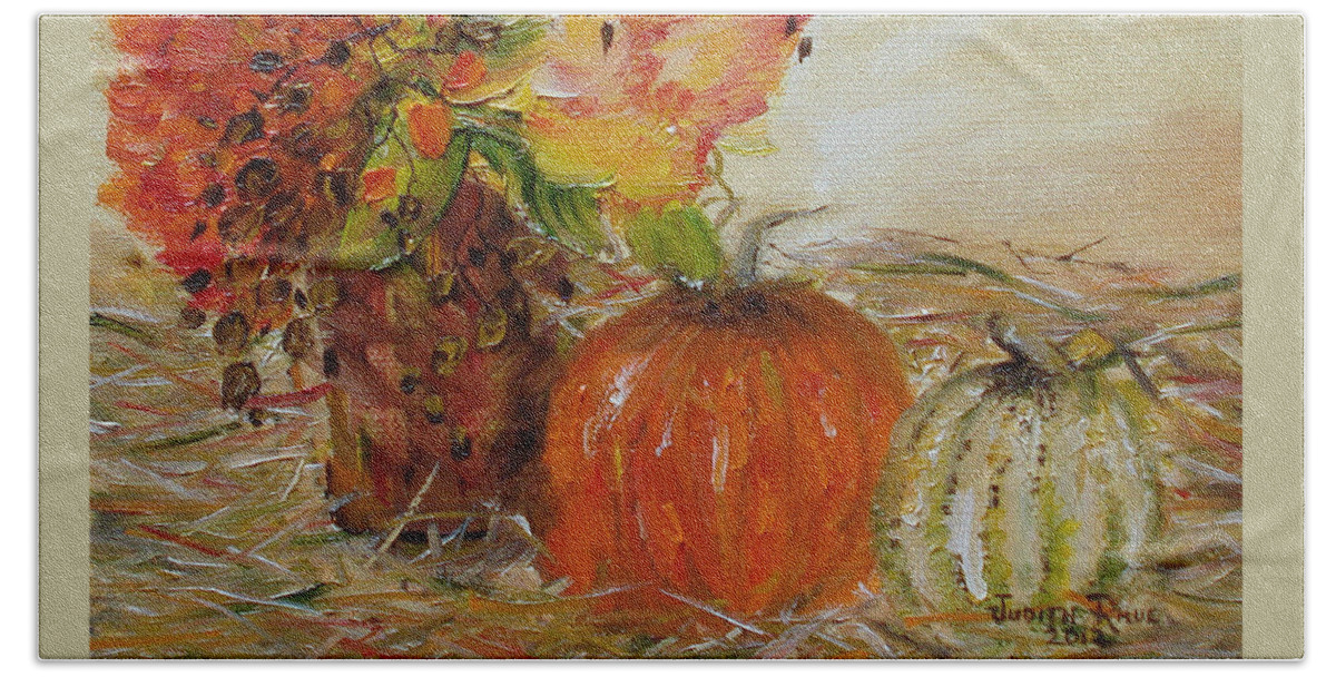 Autumn Beach Towel featuring the painting Autumn Sunrise by Judith Rhue