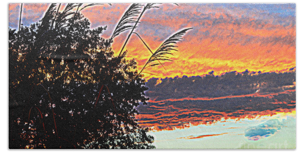 Autumn Sunset Beach Towel featuring the photograph Autumn Sunset by Luther Fine Art