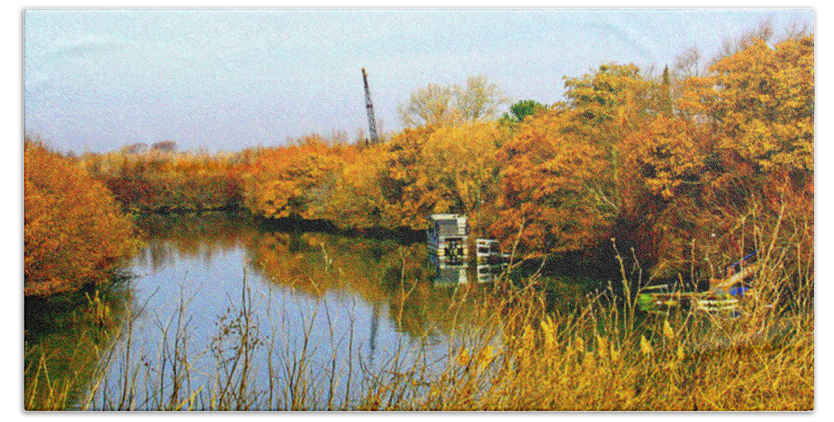 Autumn Beach Towel featuring the digital art Autumn Weekend on the Delta by Joseph Coulombe