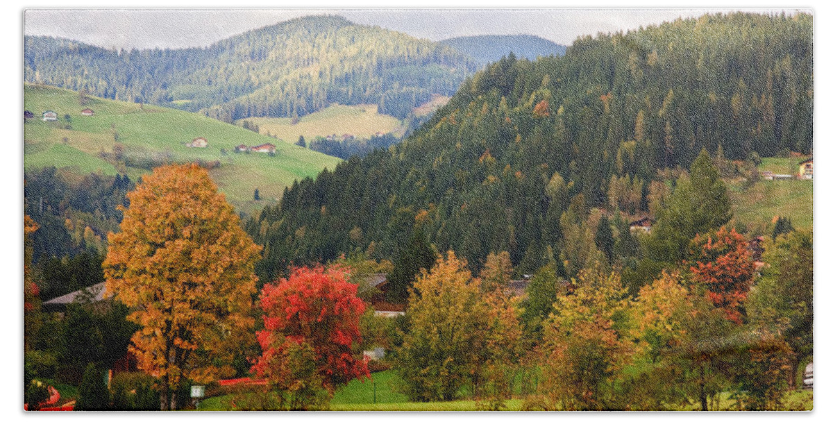 Autumn Beach Towel featuring the photograph Autumnal colours in Austria by Sue Leonard