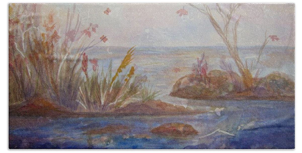 Autum Decor Beach Towel featuring the painting Autumnal Fantasy by Ellen Levinson
