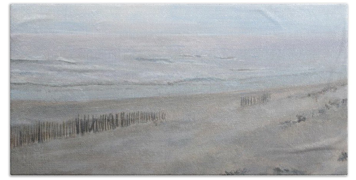 Avalon Beach Towel featuring the painting Avalon Mist by Paula Pagliughi