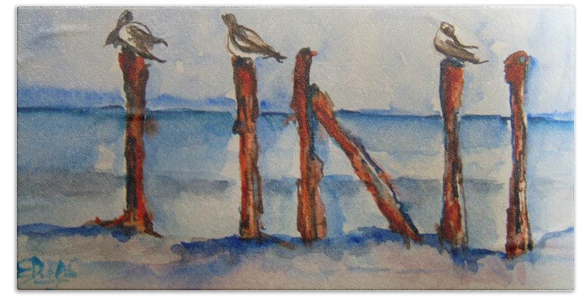 Aviary Beach Sheet featuring the painting Aviary Aruba Style by Elaine Duras