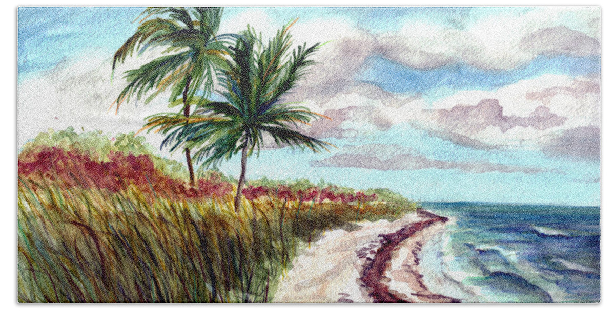 Florida Beach Towel featuring the painting Bahia Honda State Park by Clara Sue Beym