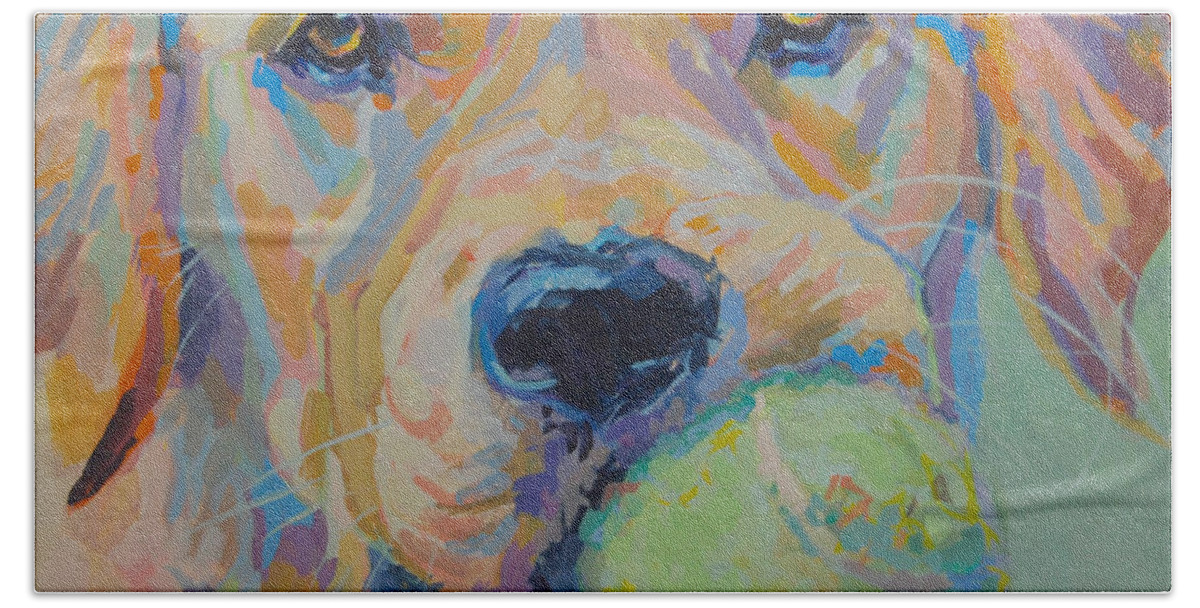 Golden Retriever Beach Towel featuring the painting Ball by Kimberly Santini