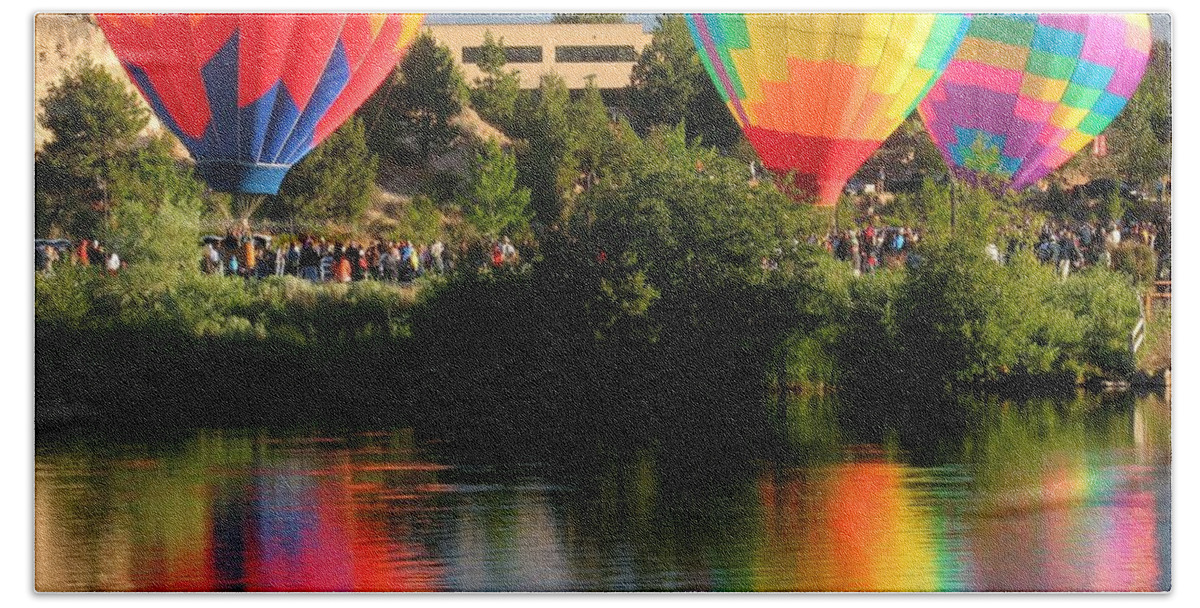 Hot Air Balloons Beach Towel featuring the photograph Balloons Over Bend Oregon by Kevin Desrosiers