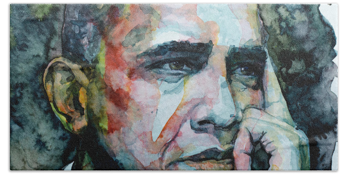 Obama Beach Towel featuring the painting Barack by Laur Iduc