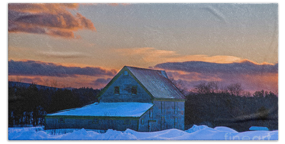 Winter Beach Towel featuring the photograph Barn in Winter by Alana Ranney