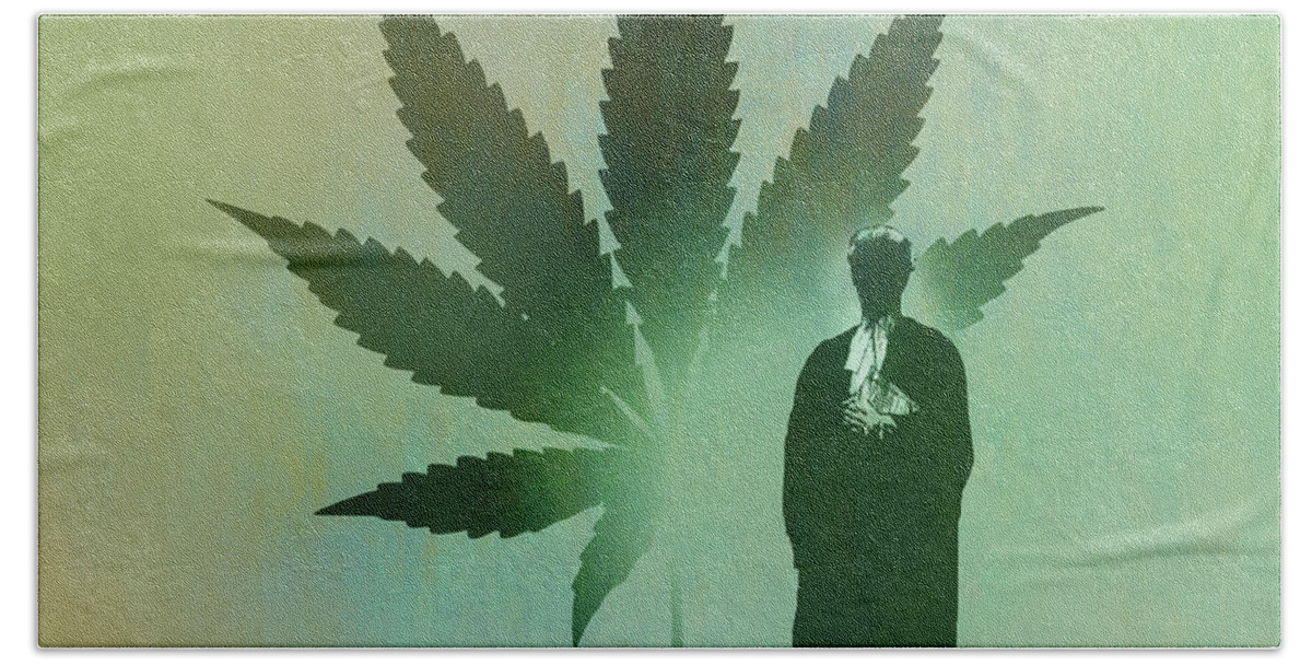 Adult Beach Towel featuring the photograph Barrister And Cannabis Leaf by Ikon Images
