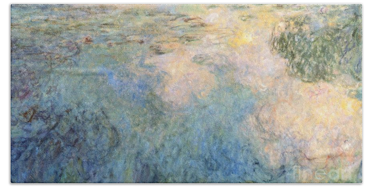 Art Beach Towel featuring the painting Basin of water lilies by Claude Monet