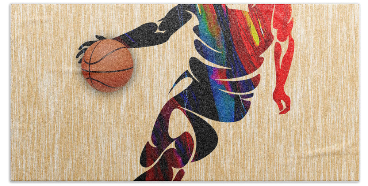 Basketball Beach Towel featuring the mixed media Basketball by Marvin Blaine