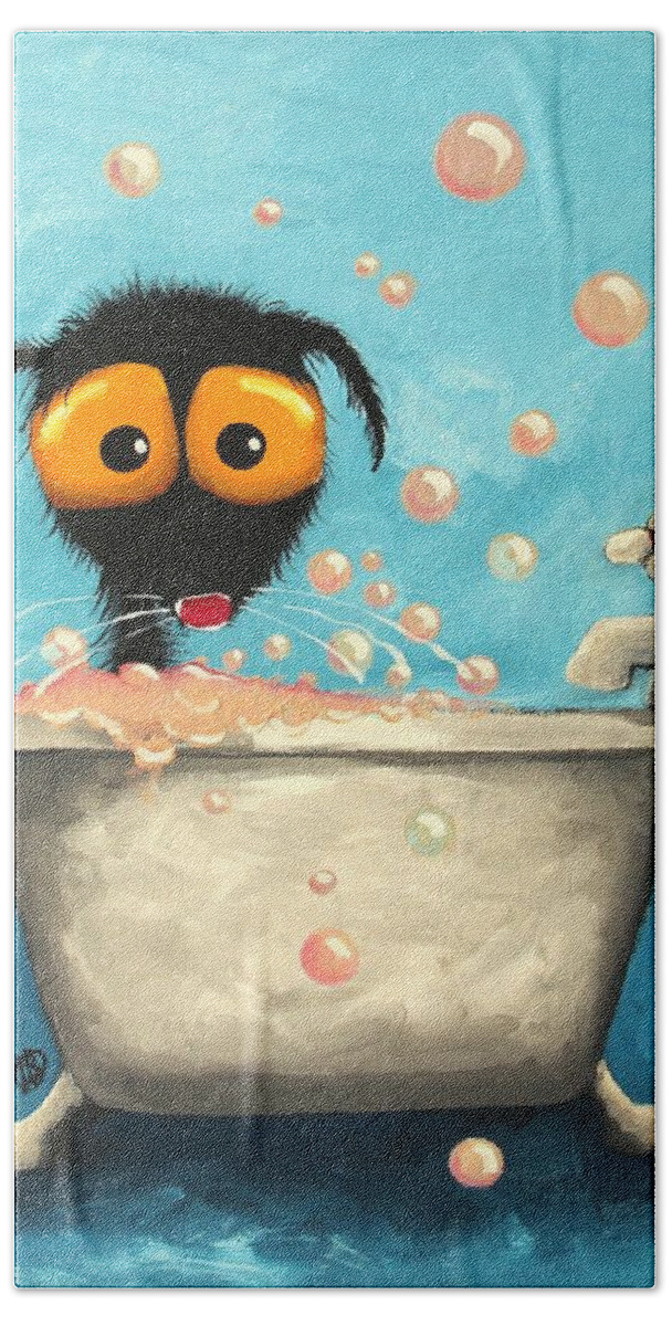 Whimsical Beach Towel featuring the painting Bathtime Bubbles by Lucia Stewart