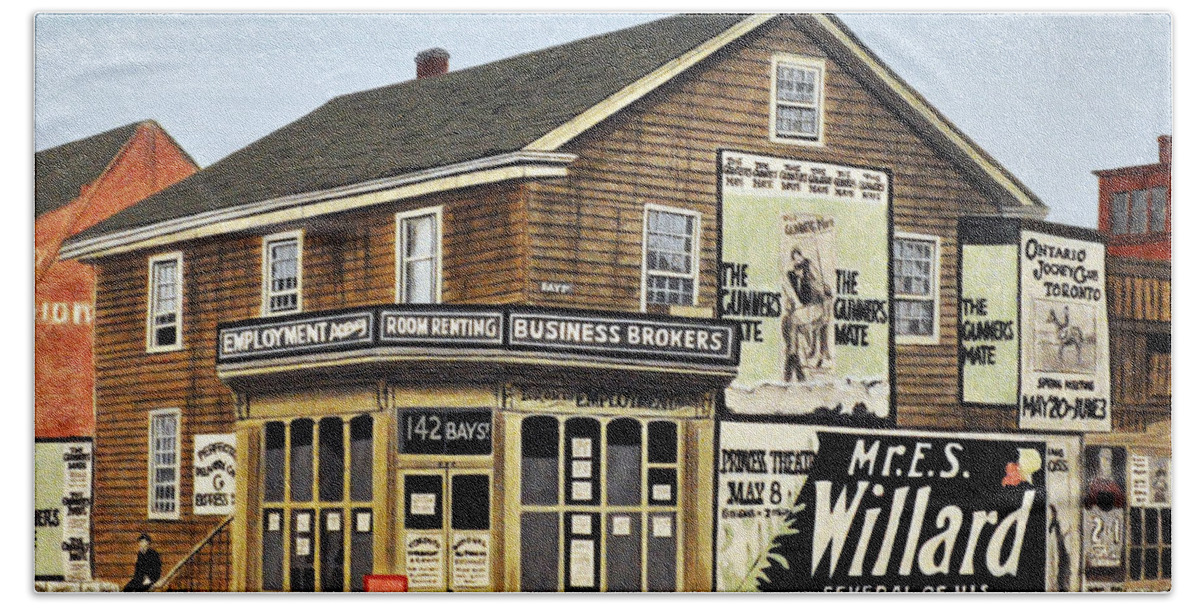 Mcmichael Final Paintings Beach Towel featuring the painting Bay and Adelaide Streets 1910 by Kenneth M Kirsch