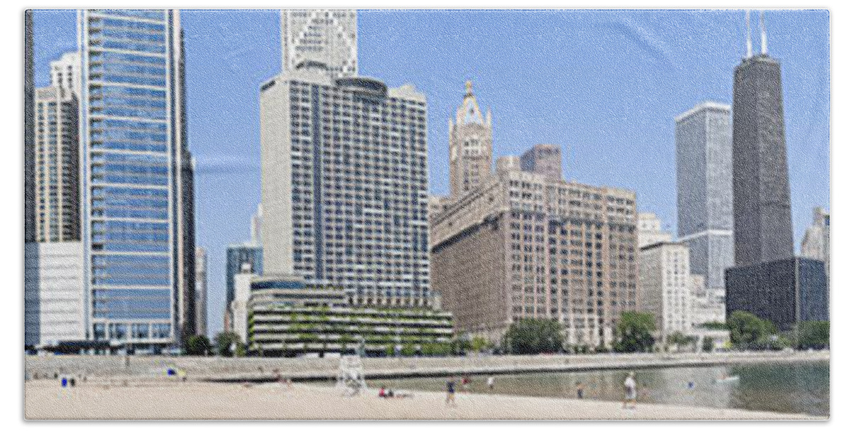 Photography Beach Towel featuring the photograph Beach And Skyscrapers In A City, Ohio by Panoramic Images
