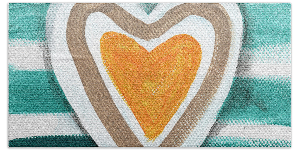 Hearts Beach Towel featuring the painting Beach Glass Hearts by Linda Woods