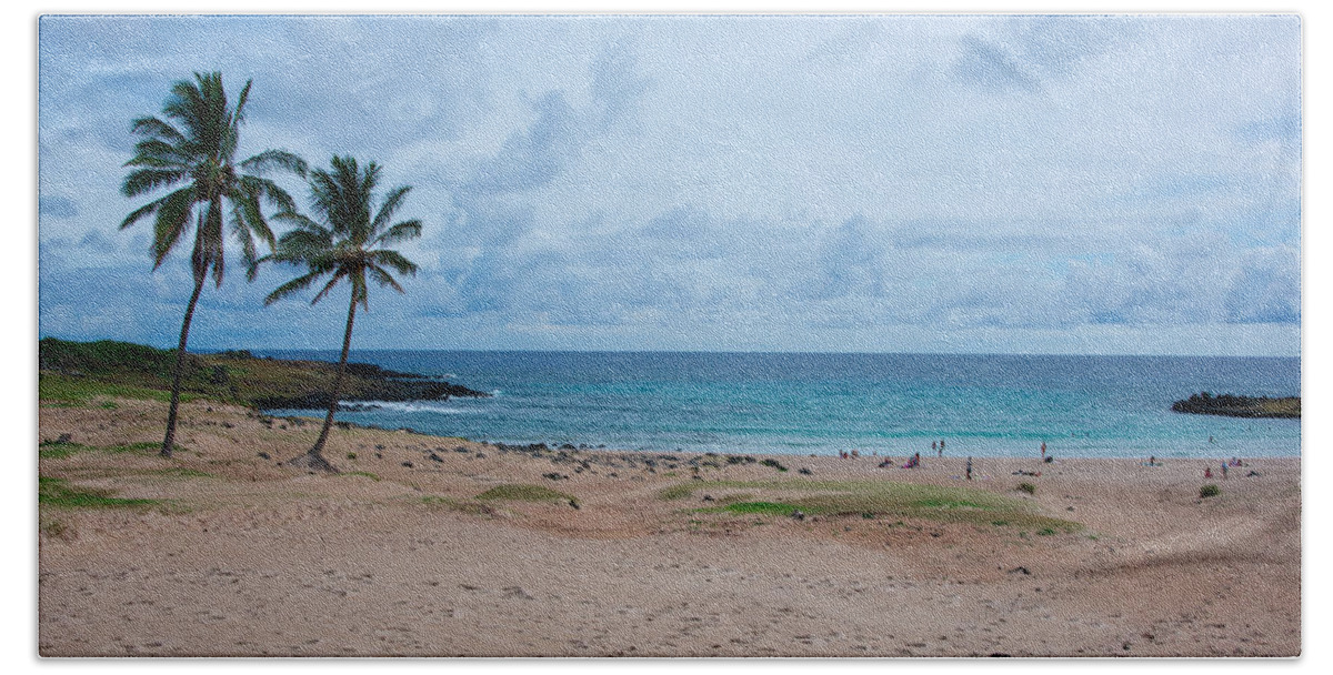 Easter Island Beach Sheet featuring the photograph Beach Palms by Kent Nancollas