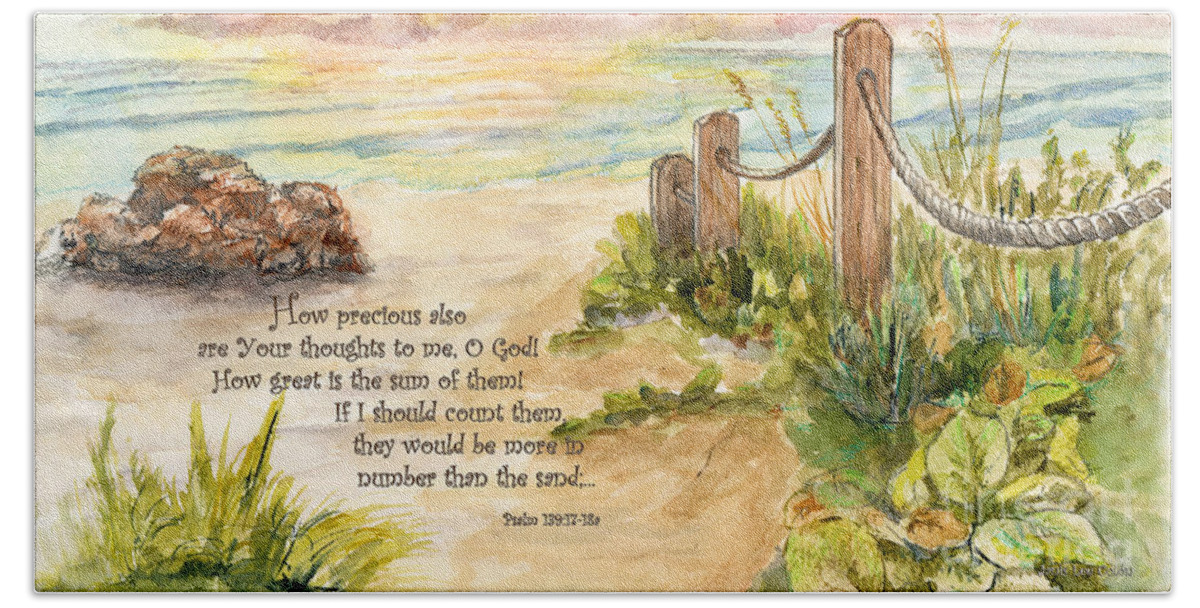 Ocean Beach Sheet featuring the painting Beach Post Sunrise Psalm 139 by Janis Lee Colon