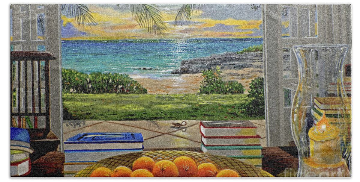Beach Beach Sheet featuring the painting Beach View by Carey Chen