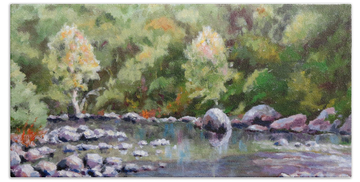 River Painting Beach Towel featuring the painting Bear River Morning by William Reed