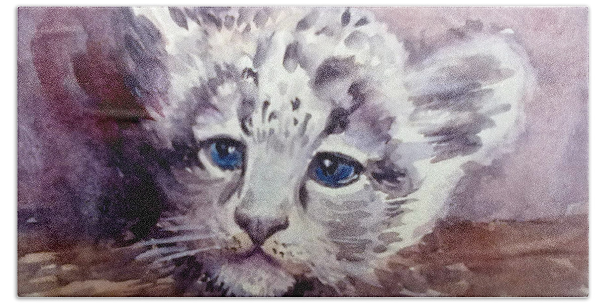 Leopard Cub Beach Sheet featuring the painting Beautiful by Asha Sudhaker Shenoy