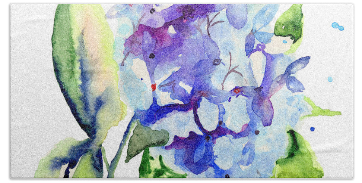 Backdrop Beach Sheet featuring the painting Beautiful blue flowers by Regina Jershova