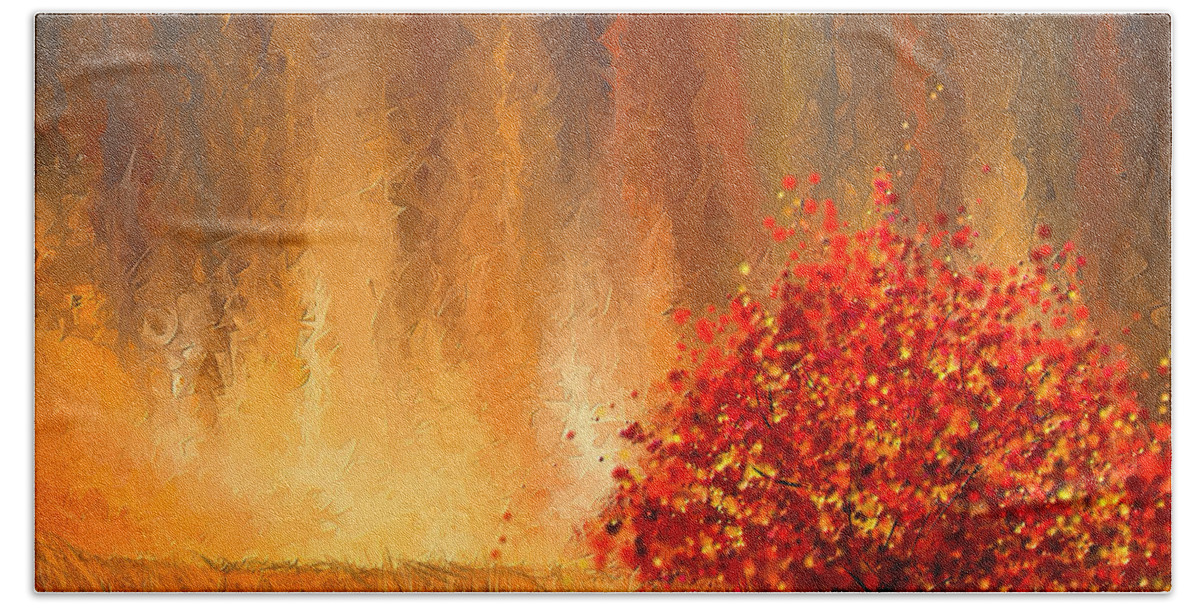 Four Seasons Beach Towel featuring the painting Beautiful Change- Autumn Impressionist by Lourry Legarde