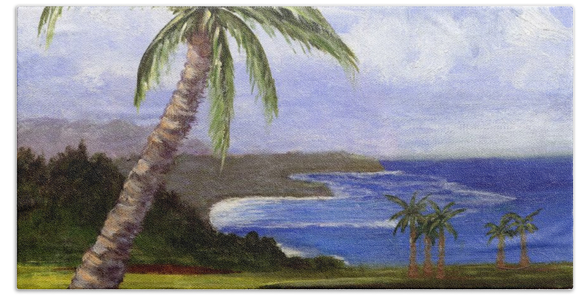 Palm Tree Beach Sheet featuring the painting Beautiful Kauai by Jamie Frier
