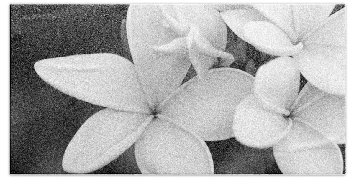 Art Beach Sheet featuring the photograph Beautiful Plumeria in Black and White by Sabrina L Ryan