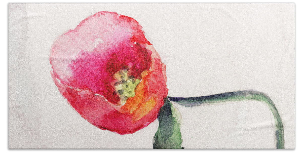 Art Beach Towel featuring the painting Beautiful Poppy flower by Regina Jershova