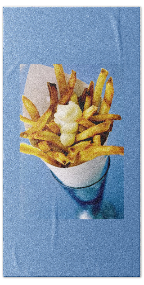 Belgian Fries With Mayonnaise On Top Beach Sheet