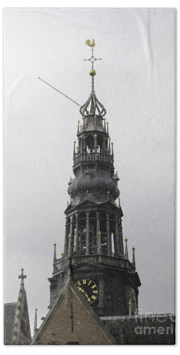 2014 Beach Towel featuring the photograph Bell Tower at Oude Kerk Amsterdam by Teresa Mucha