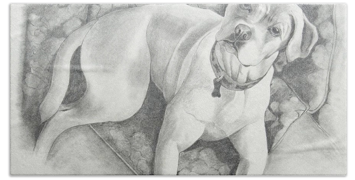 Pet Portraits Beach Sheet featuring the drawing Bella My Pup by Joette Snyder