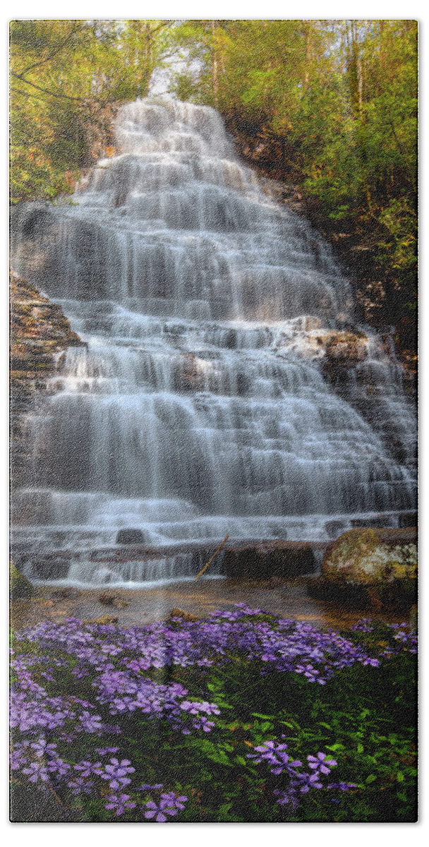 Appalachia Beach Towel featuring the photograph Benton Falls in Spring by Debra and Dave Vanderlaan