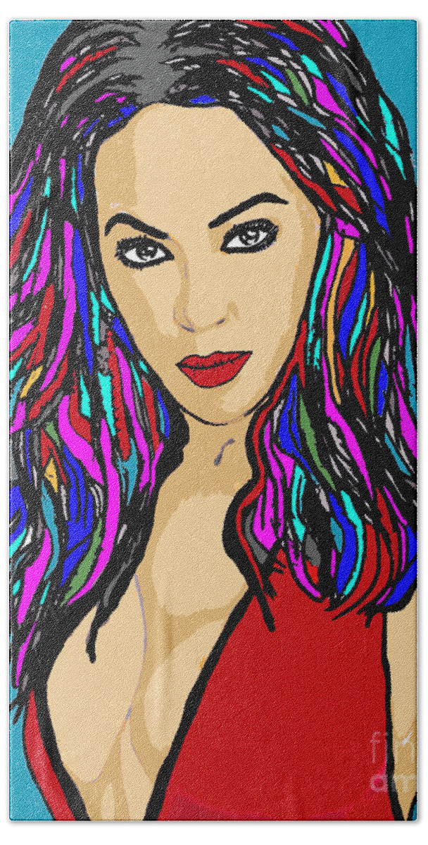 Beyonce Beach Towel featuring the painting Beyonce Crazy In Love by Saundra Myles
