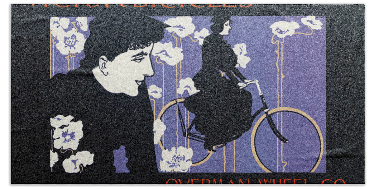 1896 Beach Towel featuring the painting Bicycle Poster, 1896 by Granger