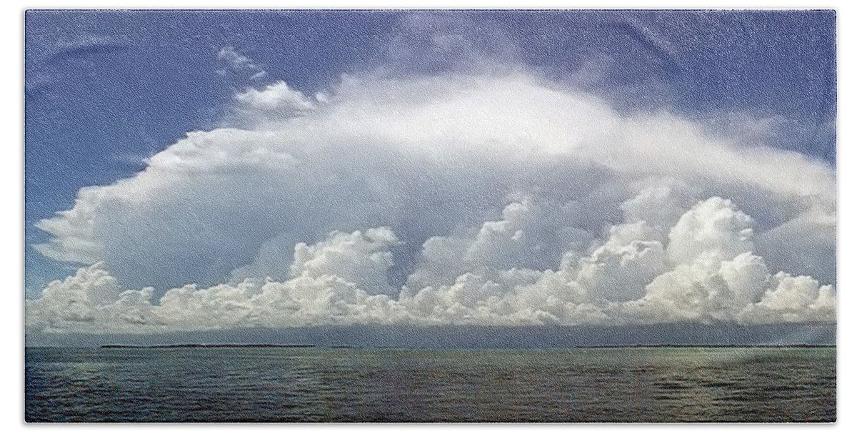 Duane Mccullough Beach Sheet featuring the photograph Big Thunderstorm over the Bay by Duane McCullough