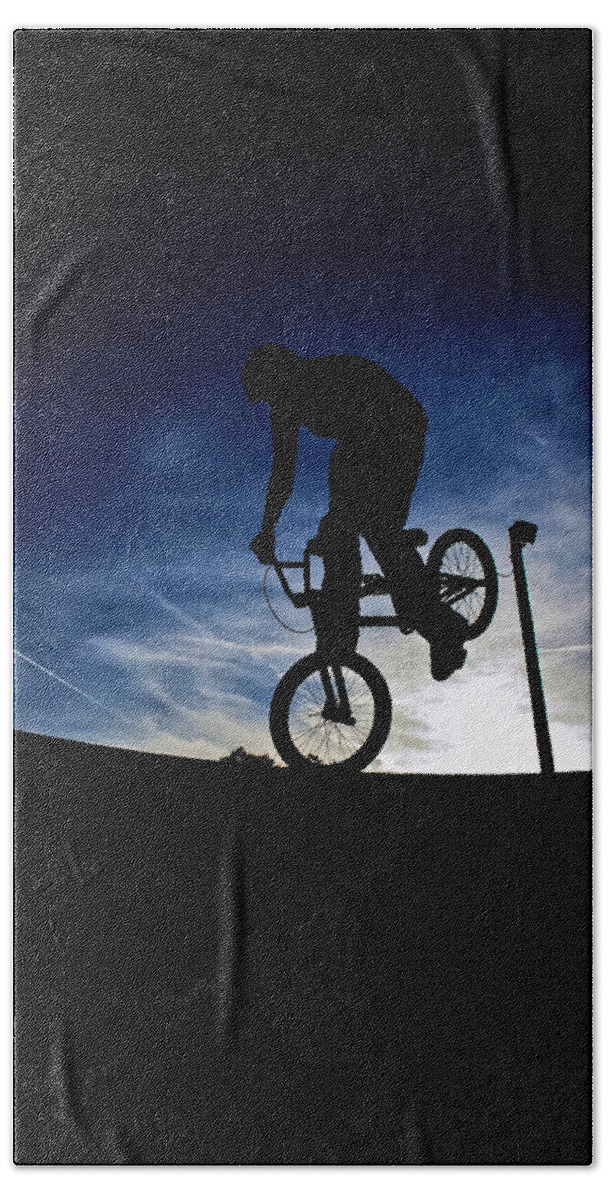 Bike Beach Sheet featuring the photograph Bike Silhouette by Joel Loftus