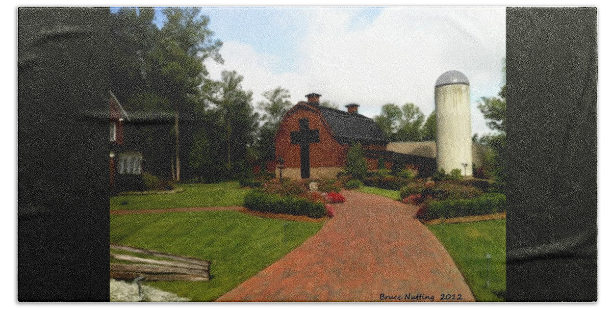 Billy Graham Beach Towel featuring the painting Billy Graham Library by Bruce Nutting