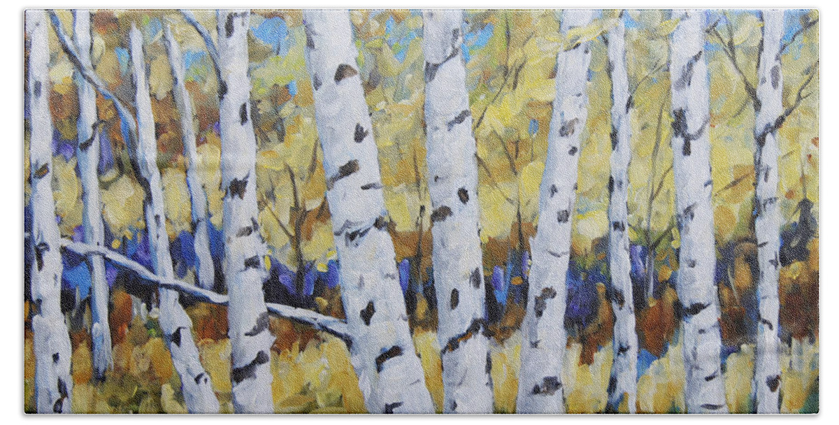 Lanscape Beach Towel featuring the painting Birches in the Underwood by Richard T Pranke