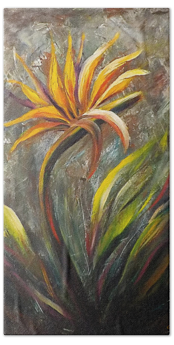 Florals Beach Sheet featuring the painting Bird of Paradise 63 by Gina De Gorna