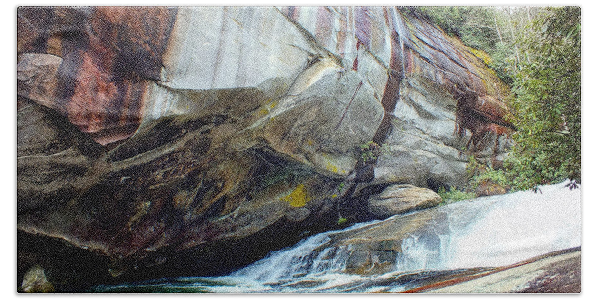 Duane Mccullough Beach Towel featuring the photograph Birdrock Waterfall in Spring by Duane McCullough